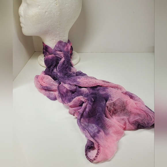 Tie Dye Sheer Neck Scarf Head Scarf Shoulder Wrap - Picture 6 of 7